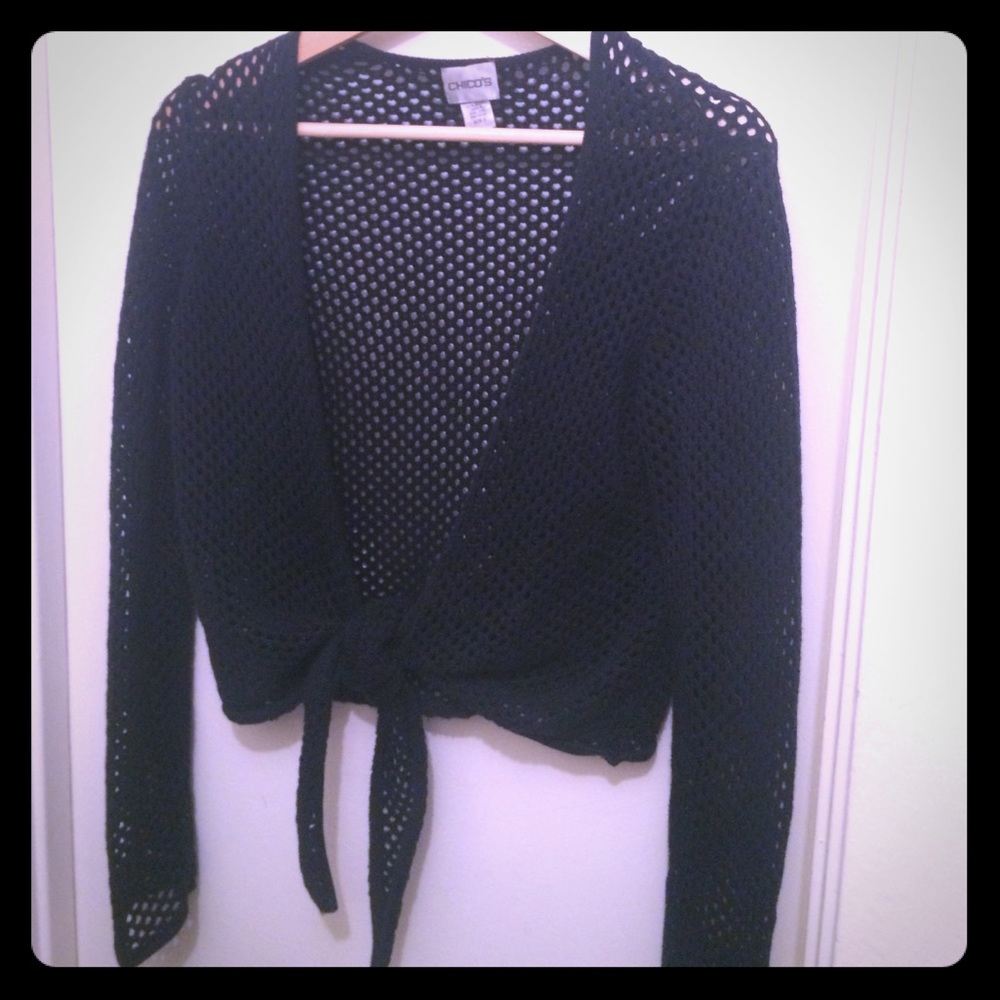 Chicos Black🖤 front tie cardigan
